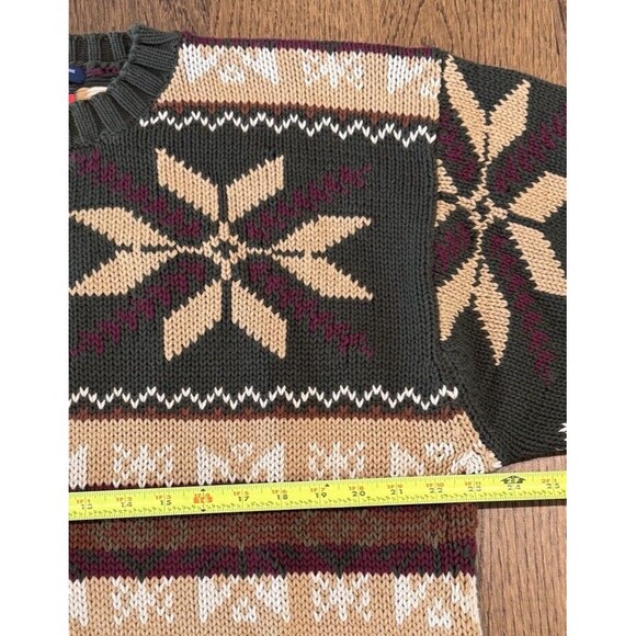 Vtg 90's Tommy Hilfiger Knit Nordic Fisherman Sweater Men’s Sz L Hunter Green - Picture 6 of 8